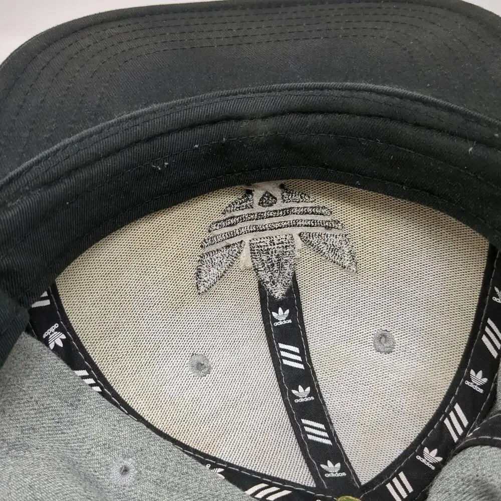 Adidas Snapback Gray Black One Size Flat Brim Trefoil Logo Structured Wool Hat